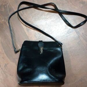 Vera Pelle Black Italian Leather Crossbody Purse